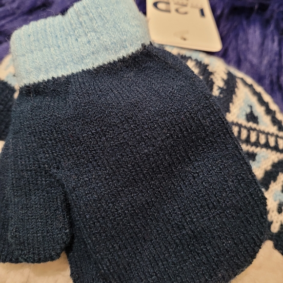 NEW Toddler Love2Design Hat Mittens Set L2D blue multi - Picture 7 of 8